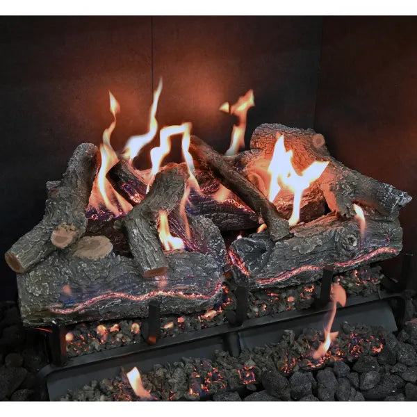 Load image into Gallery viewer, Grand Canyon Glowfire Arizona Weathered Oak Charred Gas Log Set - Size 24&quot;
