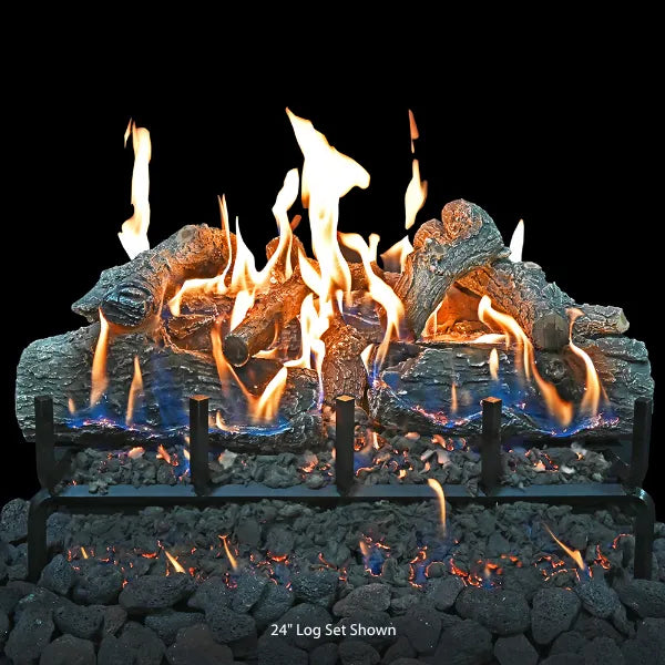 Load image into Gallery viewer, Grand Canyon Glowfire Arizona Weathered Oak Charred Gas Log Set - Size 24&quot;
