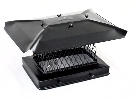 SOLID FRAME CHIMNEY CAP - BLACK POWDER COATED - STACKABLE 3/4" MESH