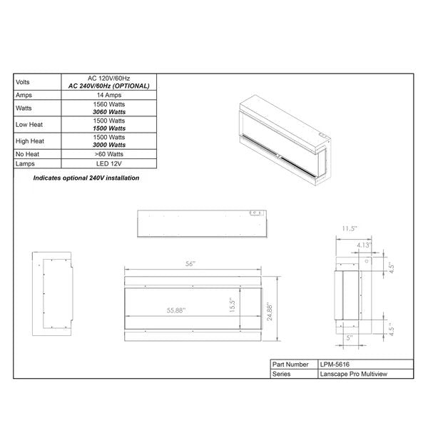 Load image into Gallery viewer, Modern Flames Landscape Pro Multi-Side Electric Fireplace - 56&quot;
