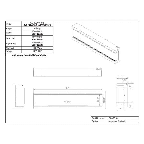 Load image into Gallery viewer, Modern Flames Landscape Pro Multi-Side Electric Fireplace - 96&quot;
