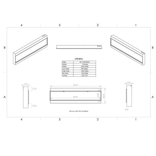 Modern Flames Landscape Pro Slim Linear Electric Fireplace – 80”