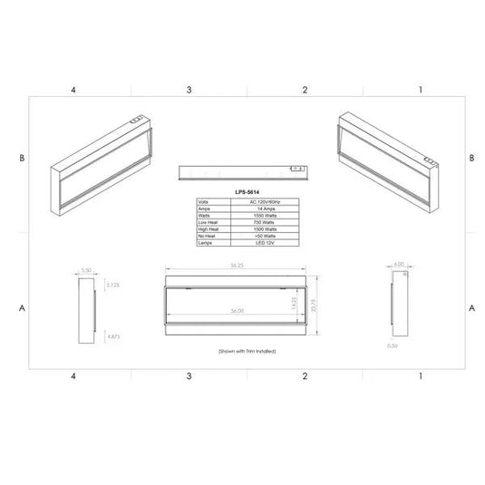 Modern Flames Landscape Pro Slim Linear Electric Fireplace – 56”