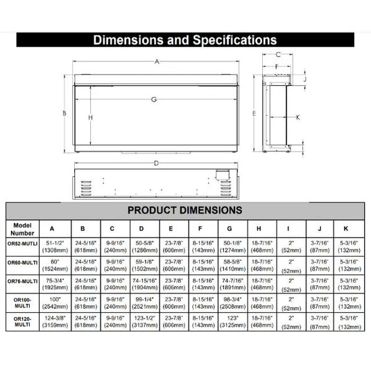 Modern Flames Orion Multi Heliovision Electric Fireplace - 100"