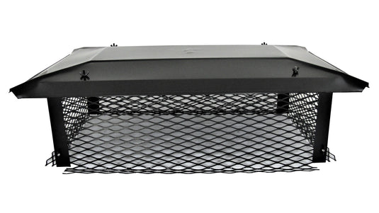 MULTI-FLUE CHIMNEY CAPS - BLACK POWDER COATED *REVERSIBLE* - 3/4" MESH