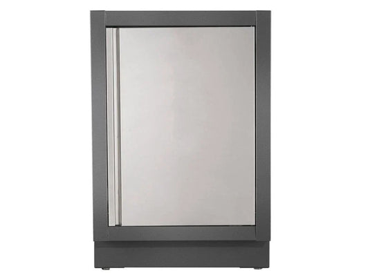 Napoleon OASIS 100 Modular Outdoor Kitchen with 500 Series 32-Inch 4-Burner Gas Grill, stainless steel construction, custom countertop, and rollout propane tank storage.