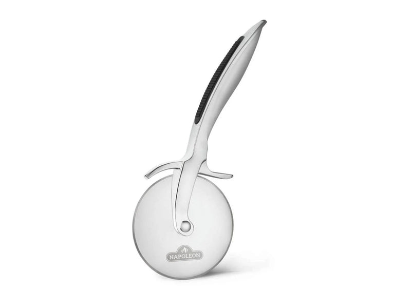 Load image into Gallery viewer, Napoleon Pro Pizza Cutter with sharp stainless steel blade and ergonomic handle for precise, comfortable pizza slicing. Includes blade guard for safe storage and is dishwasher safe.
