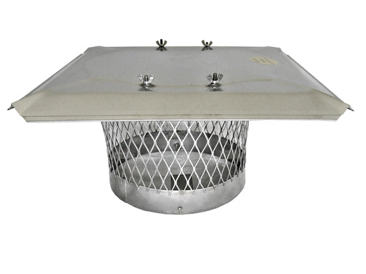 STACKABLE ROUND SINGLE FLUE CHIMNEY CAPS FOR MASONRY CHIMNEYS - 304 STAINLESS STEEL - CA 5/8" MESH