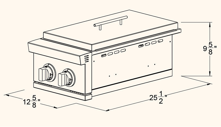 Load image into Gallery viewer, Dimensions of the Summerset Double Side Burner – Width, Depth, and Height Measurements for Built-In Installation
