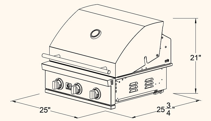 Load image into Gallery viewer, Summerset Sizzler 25″ Built-in Grill dimensions
