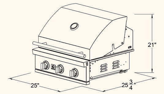 Summerset Sizzler 25″ Built-in Grill dimensions