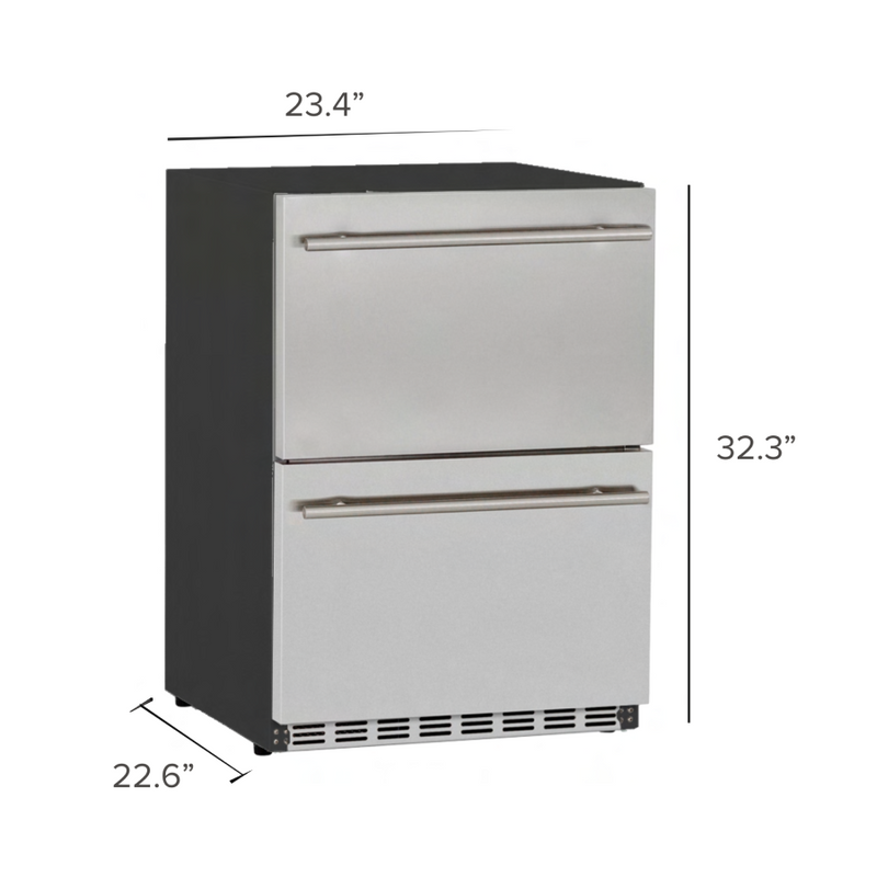 Load image into Gallery viewer, Summerset 24” Outdoor Rated Double Drawer Refrigerator 5.01CU.FT 14Cans SSRFR-24DR2-A
