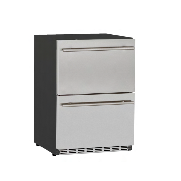 Summerset 24” Outdoor Rated Double Drawer Refrigerator 5.01CU.FT 14Cans SSRFR-24DR2-A