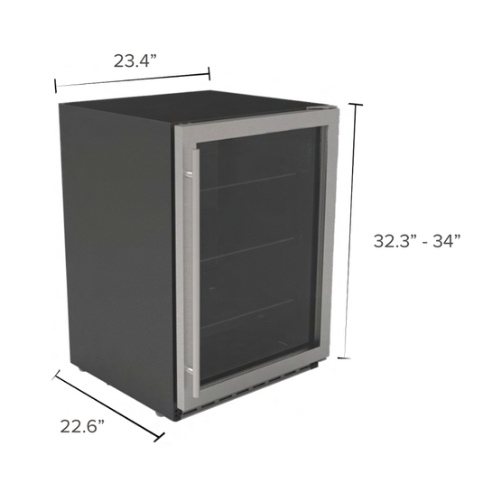 Summerset 24” Outdoor Rated Refrigerator with Glass Door 5.12CU.FT 161Cans SSRFR-24G