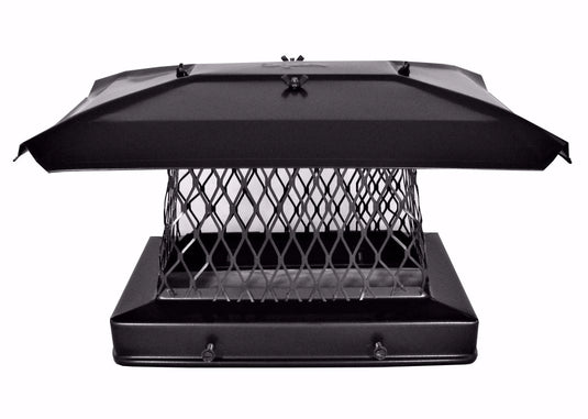 SOLID FRAME CHIMNEY CAP - BLACK POWDER COATED - STACKABLE 3/4" MESH