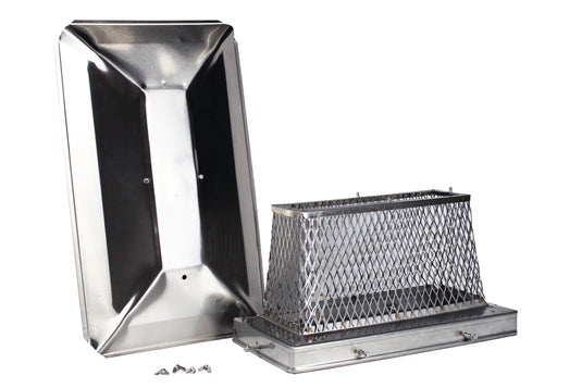 SINGLE FLUE CHIMNEY CAP FOR OVAL OR RECTANGULAR FLUES - 304 STAINLESS STEEL - CA 5/8" MESH