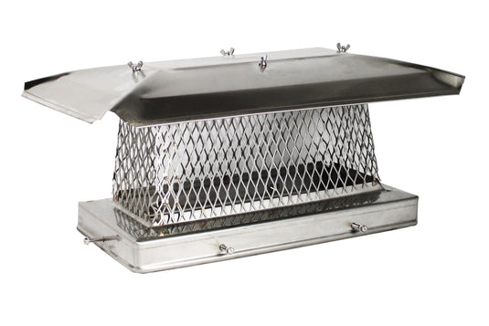 SINGLE FLUE CHIMNEY CAP FOR OVAL OR RECTANGULAR FLUES - 304 STAINLESS STEEL - CA 5/8" MESH