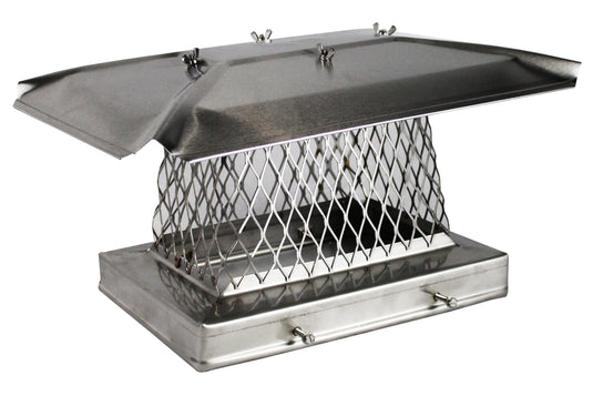 SOLID FRAME CHIMNEY CAP - 304 STAINLESS STEEL - STACKABLE 3/4" MESH