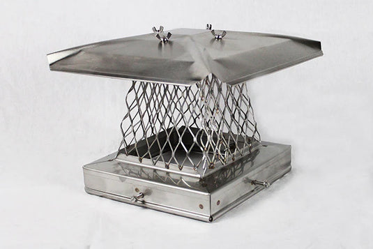 SOLID FRAME CHIMNEY CAP - 304 STAINLESS STEEL - STACKABLE 3/4" MESH