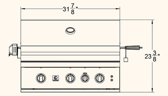 Dimensions of the Summerset TRL Pro 32-inch commercial-grade stainless steel outdoor grill