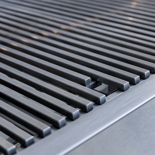 Summerset TRL 32 Pro stainless steel grill with 20,000 BTU burners, infrared back burner, rotisserie, LED and halogen lights.