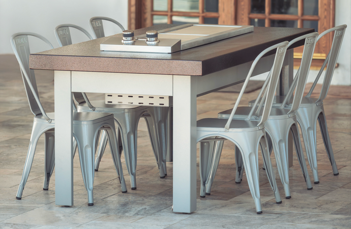 Videl The Alameda II Cooking Table with The Anza Dual-Burner – Powder-Coated