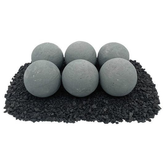 4" Cape Gray Lite Stone Fire Balls - Set of 6