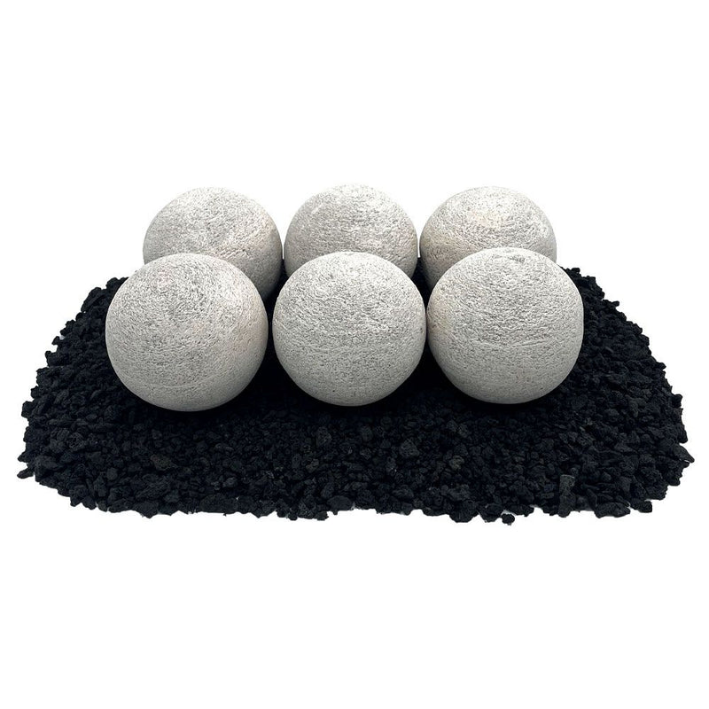 Load image into Gallery viewer, 4&quot; Cottage White Lite Stone Fire Balls - Set of 6
