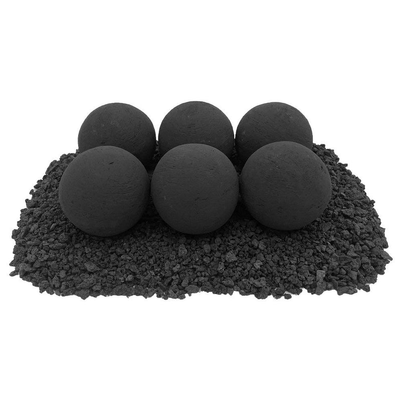 Load image into Gallery viewer, 4&quot; Matte Black Lite Stone Fire Balls - Set of 6
