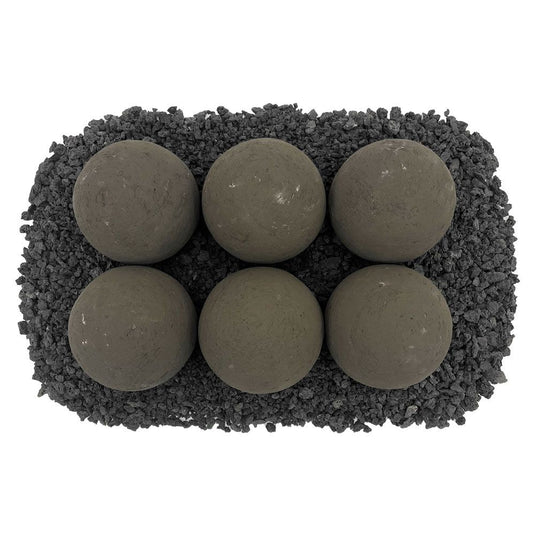 4" Thunder Gray Lite Stone Fire Balls - Set of 6