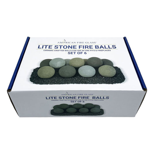 4" Cottage White Lite Stone Fire Balls - Set of 6