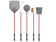 Load image into Gallery viewer, Alfa 48 inch 5 piece pizza peel set red with peel turner brush rake and shovel for wood fired pizza oven
