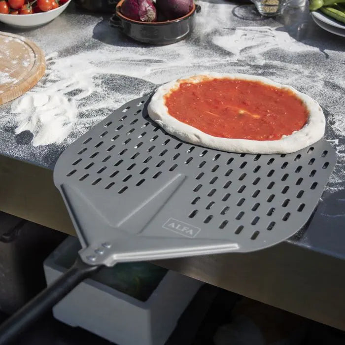 Load image into Gallery viewer, Alfa 48 inch large pizza peel kit with peel turner and brush for wood fired pizza oven tools

