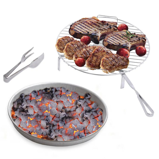 Alfa BBQ 500 accessory kit with rotating grill rack, ember tray, and tongs for pizza ovens