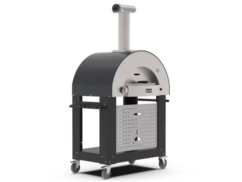 Load image into Gallery viewer, Alfa Classico 2 Pizze 38 inch gas pizza oven in grey with cart outdoor freestanding pizza oven
