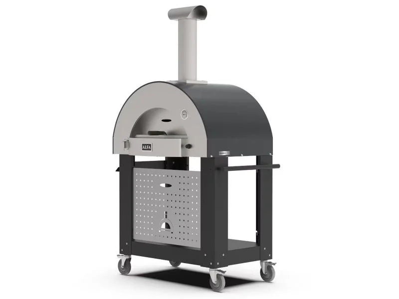 Load image into Gallery viewer, Alfa Classico 2 Pizze 38 inch gas pizza oven in grey with cart outdoor freestanding pizza oven
