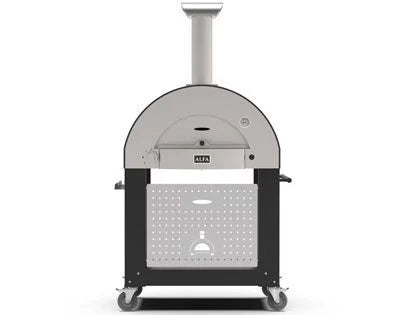 Alfa Classico 2 Pizze 38 inch gas pizza oven in grey with cart outdoor freestanding pizza oven