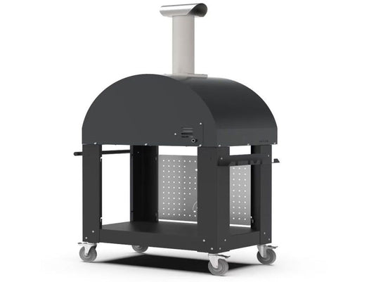 Alfa Classico 4 Pizze 43 inch gas pizza oven Ardesia grey with cart freestanding outdoor pizza oven