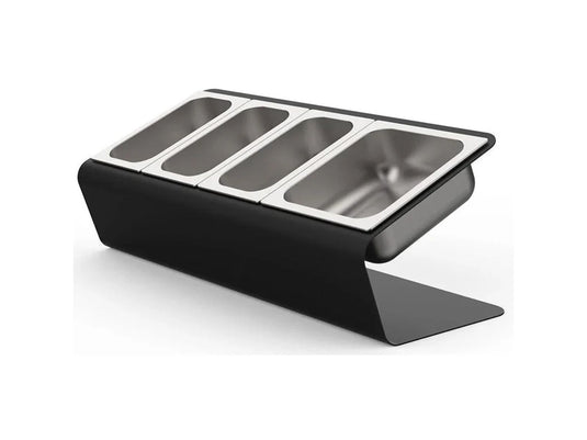 Alfa Forni topping station with 4 trays and lids pizza prep organizer for outdoor kitchen