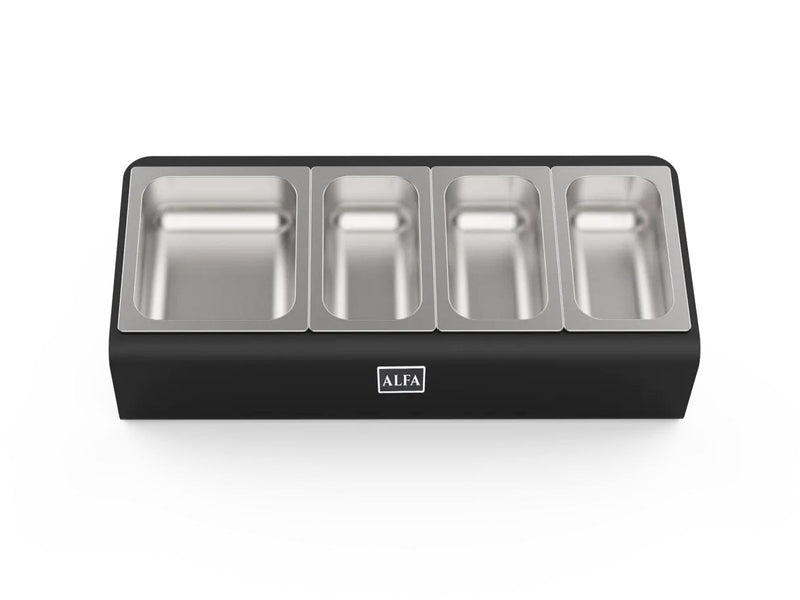 Load image into Gallery viewer, Alfa Forni topping station with 4 trays and lids pizza prep organizer for outdoor kitchen
