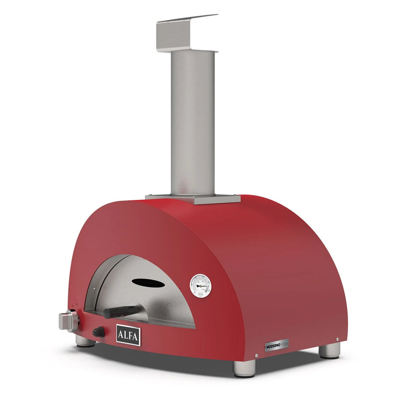 Load image into Gallery viewer, Alfa Moderno 1 gas pizza oven available in Ruby Red and Anthracite Gray for natural gas or liquid propane outdoor cooking
