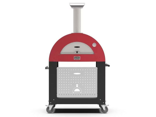 Alfa Moderno 2 Pizze 38 inch wood fired pizza oven with base in antique red