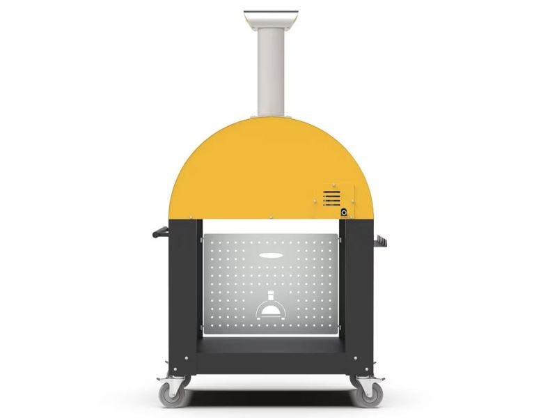 Load image into Gallery viewer, Alfa Moderno 2 Pizze 38 inch wood fired pizza oven with base in fire yellow

