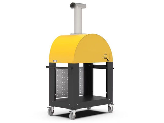 Alfa Moderno 2 Pizze 38 inch wood fired pizza oven with base in fire yellow