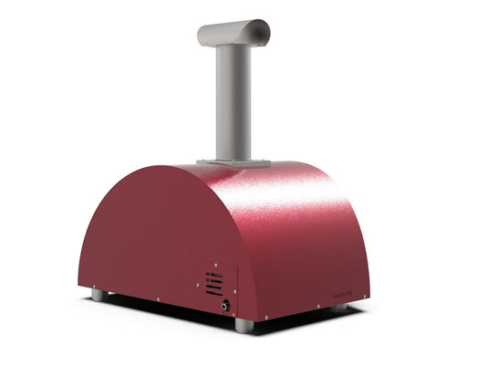 Alfa Moderno 2 Pizze 38 inch wood fired pizza oven in antique red for outdoor cooking