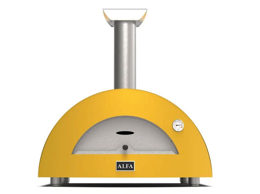 Alfa Moderno 2 Pizze 38 inch wood fired pizza oven in fire yellow for outdoor cooking