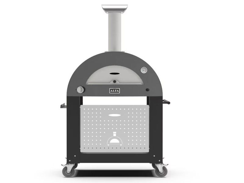 Load image into Gallery viewer, Alfa Moderno 3 Pizze 43 inch gas pizza oven with base in anthracite grey freestanding outdoor pizza oven
