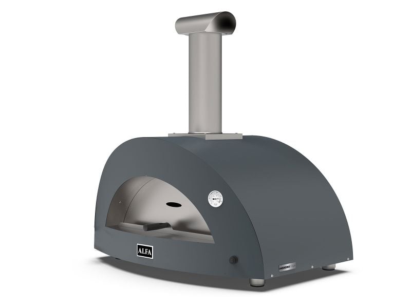Load image into Gallery viewer, Alfa Moderno 3 Pizze 43-inch wood fired pizza oven in anthracite grey outdoor oven
