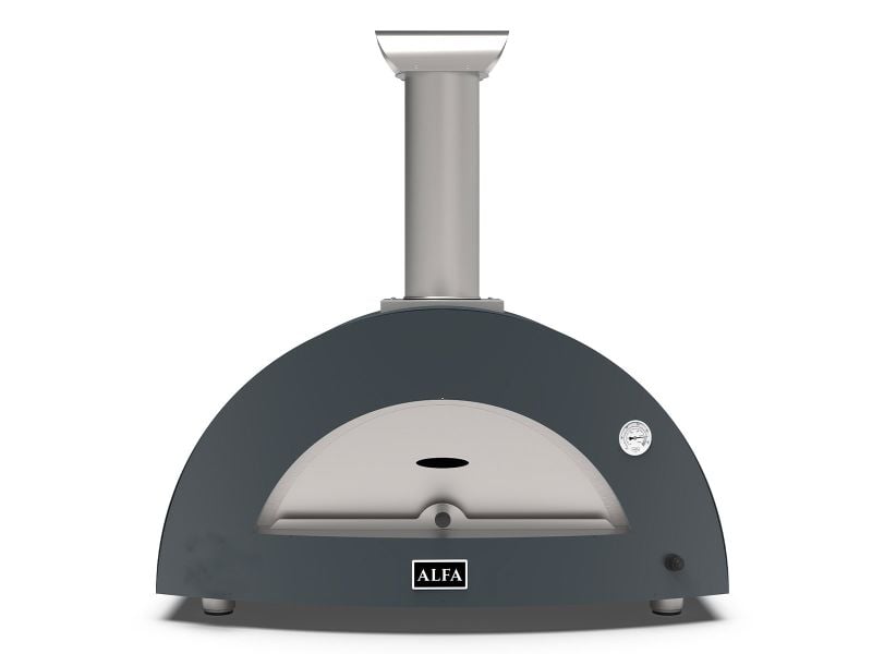 Load image into Gallery viewer, Alfa Moderno 3 Pizze 43-inch wood fired pizza oven in anthracite grey outdoor oven
