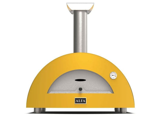 Alfa Moderno 3 Pizze 43-inch wood fired pizza oven in fire yellow outdoor pizza oven
